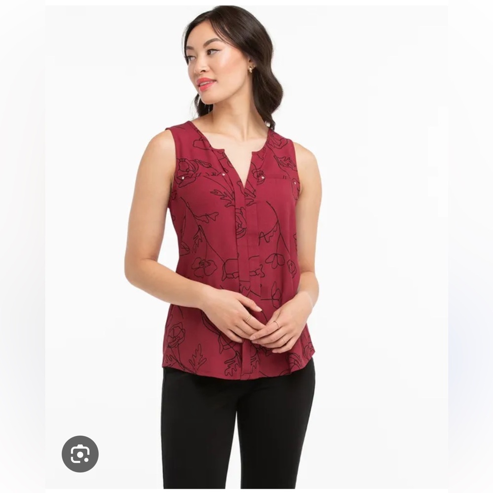Sm mixed media Sleeveless Henley Top
